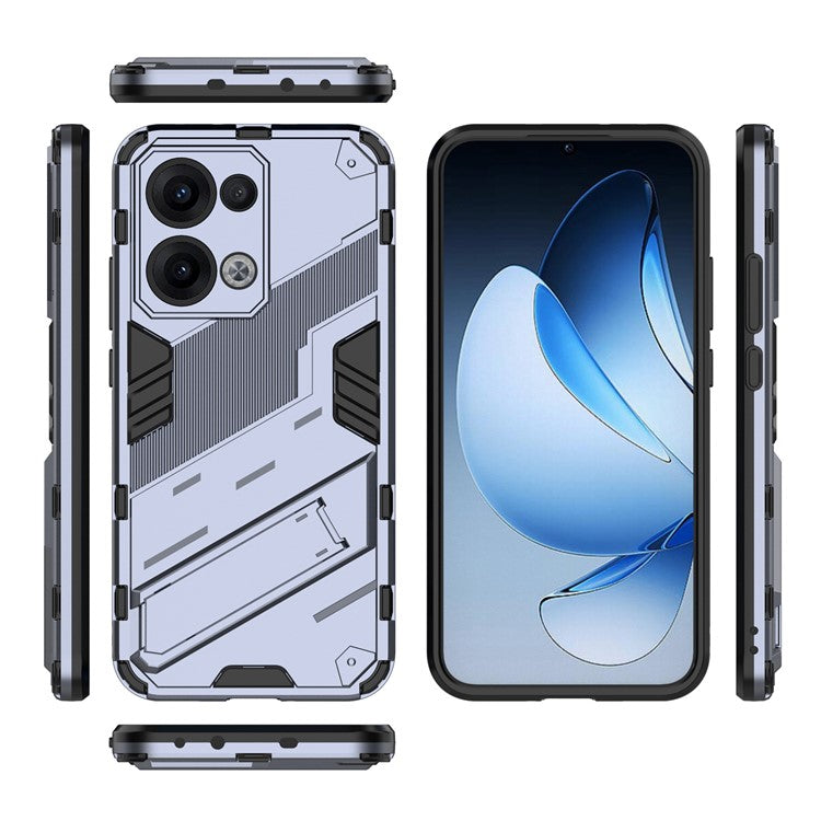 For Oppo Reno13 5G (Global) Case PC + TPU Shockproof Phone Cover with Kickstand - Grey