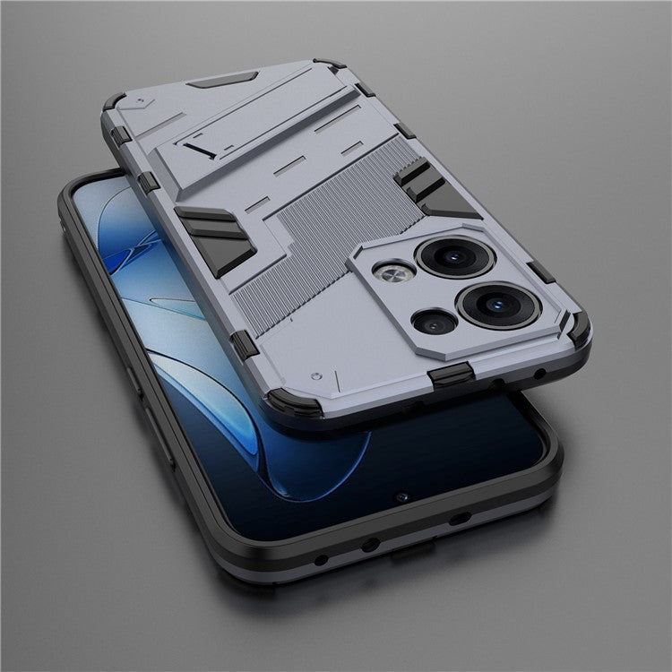 For Oppo Reno13 5G (Global) Case PC + TPU Shockproof Phone Cover with Kickstand - Grey