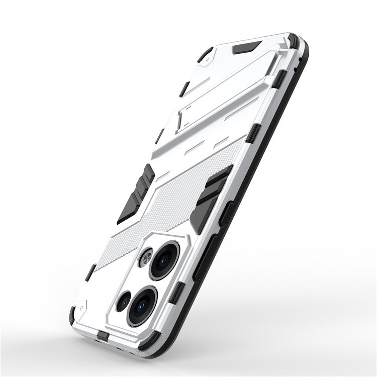 For Oppo Reno13 5G (Global) Case PC + TPU Shockproof Phone Cover with Kickstand - White