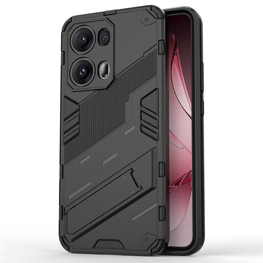 For Oppo Reno13 Pro 5G Case PC + TPU Shockproof Phone Cover with Kickstand - Black