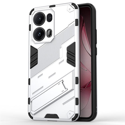 For Oppo Reno13 Pro 5G Case PC + TPU Shockproof Phone Cover with Kickstand - White