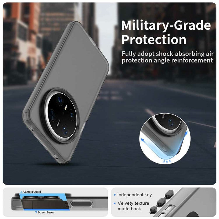 For Huawei Mate 70 Pro / 70 Pro+ Case PC+TPU+PET Matte Anti-Drop Phone Back Cover - Black