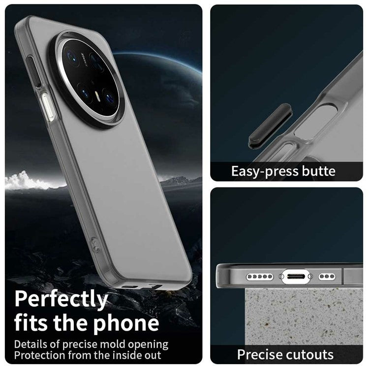 For Huawei Mate 70 Pro / 70 Pro+ Case PC+TPU+PET Matte Anti-Drop Phone Back Cover - Black