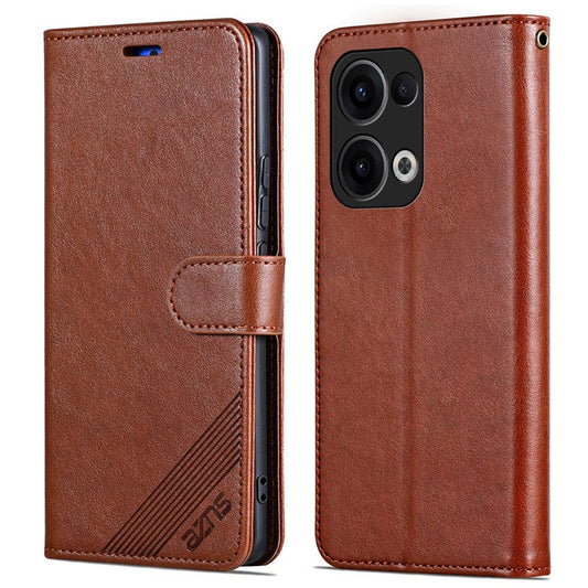 AZNS For Oppo Reno13 5G (Global) Case Anti-Scratch PU Leather Stand Wallet Phone Cover - Brown