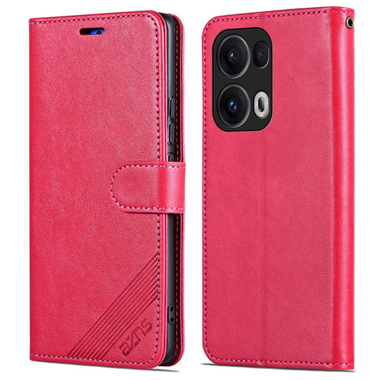 AZNS For Oppo Reno13 Pro 5G Case Anti-Scratch PU Leather Stand Wallet Phone Cover - Red