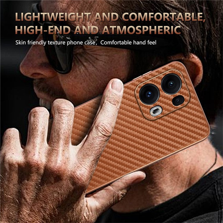 AZNS For Oppo Reno13 Pro 5G Case Electroplating Carbon Fiber Texture PU + TPU Phone Cover - Brown