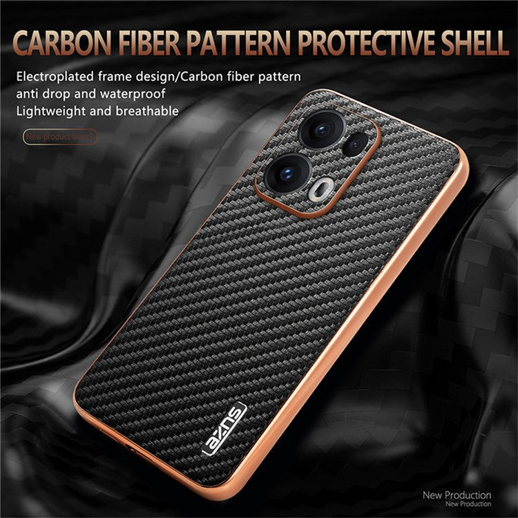AZNS For Oppo Reno13 Pro 5G Case Electroplating Carbon Fiber Texture PU + TPU Phone Cover - Brown