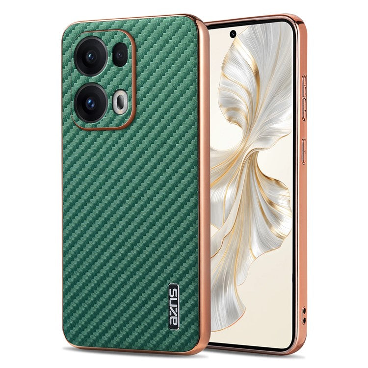 AZNS For Oppo Reno13 Pro 5G Case Electroplating Carbon Fiber Texture PU + TPU Phone Cover - Green