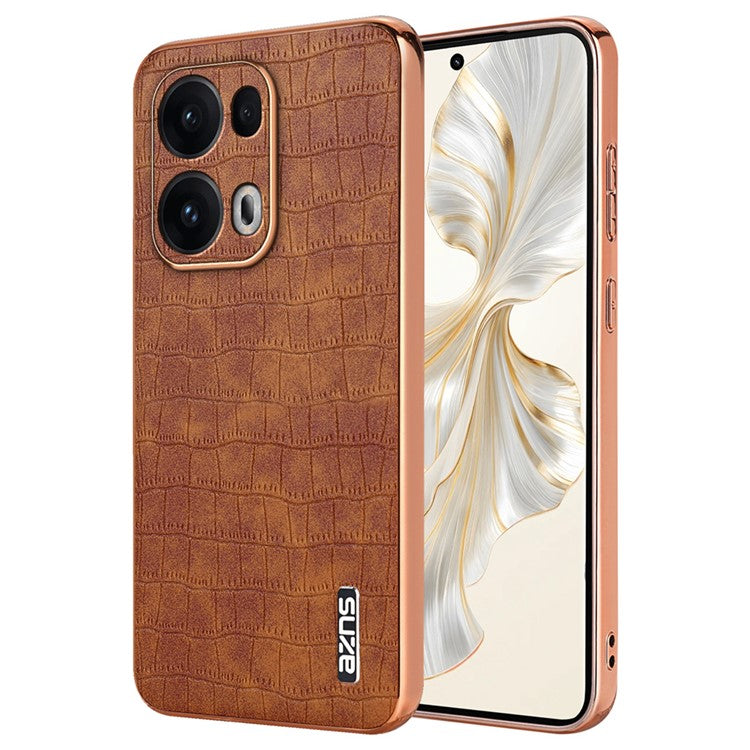 AZNS For Oppo Reno13 Pro 5G Case Electroplating Crocodile Texture PU + TPU Phone Cover - Brown
