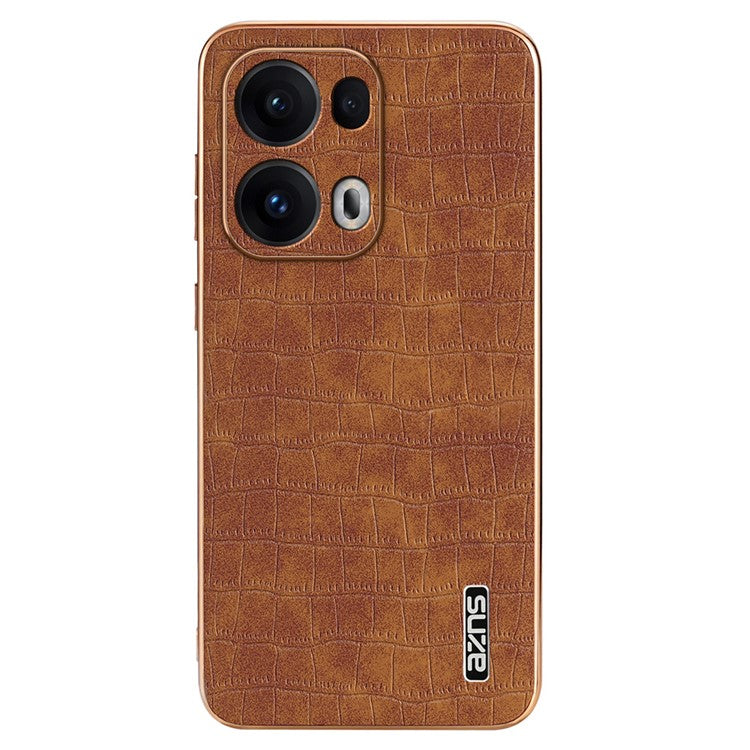 AZNS For Oppo Reno13 Pro 5G Case Electroplating Crocodile Texture PU + TPU Phone Cover - Brown