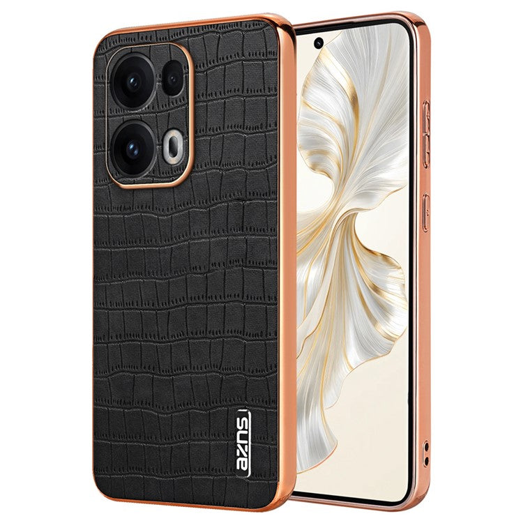 AZNS For Oppo Reno13 Pro 5G Case Electroplating Crocodile Texture PU + TPU Phone Cover - Black