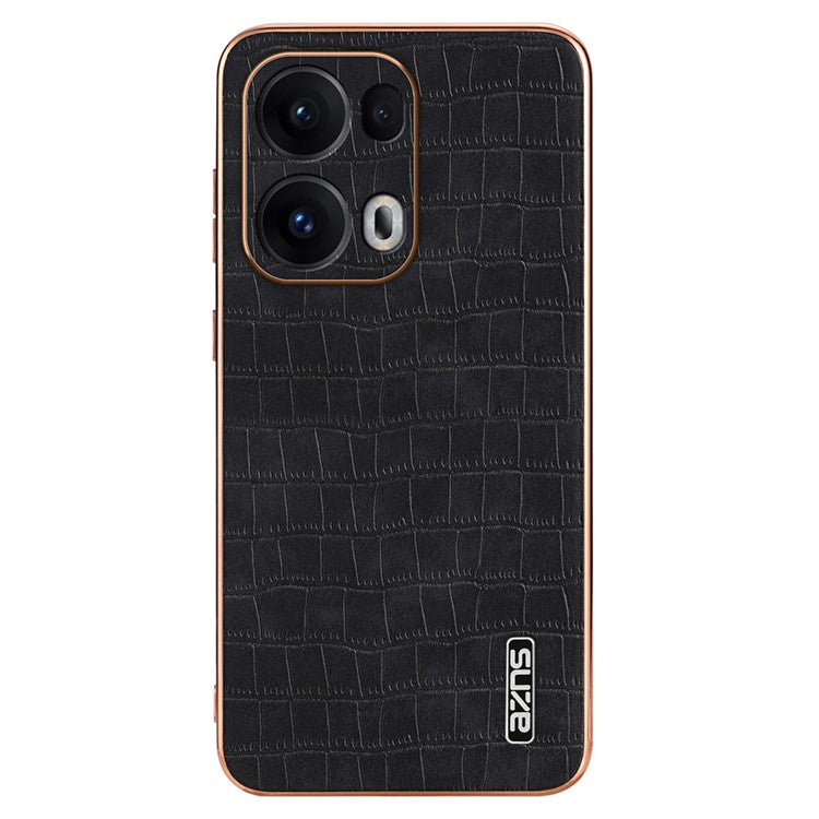 AZNS For Oppo Reno13 Pro 5G Case Electroplating Crocodile Texture PU + TPU Phone Cover - Black