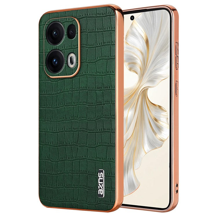 AZNS For Oppo Reno13 Pro 5G Case Electroplating Crocodile Texture PU + TPU Phone Cover - Green