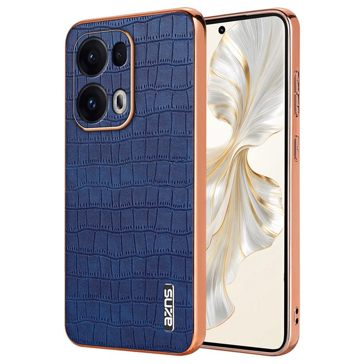 AZNS For Oppo Reno13 Pro 5G Case Electroplating Crocodile Texture PU + TPU Phone Cover - Blue