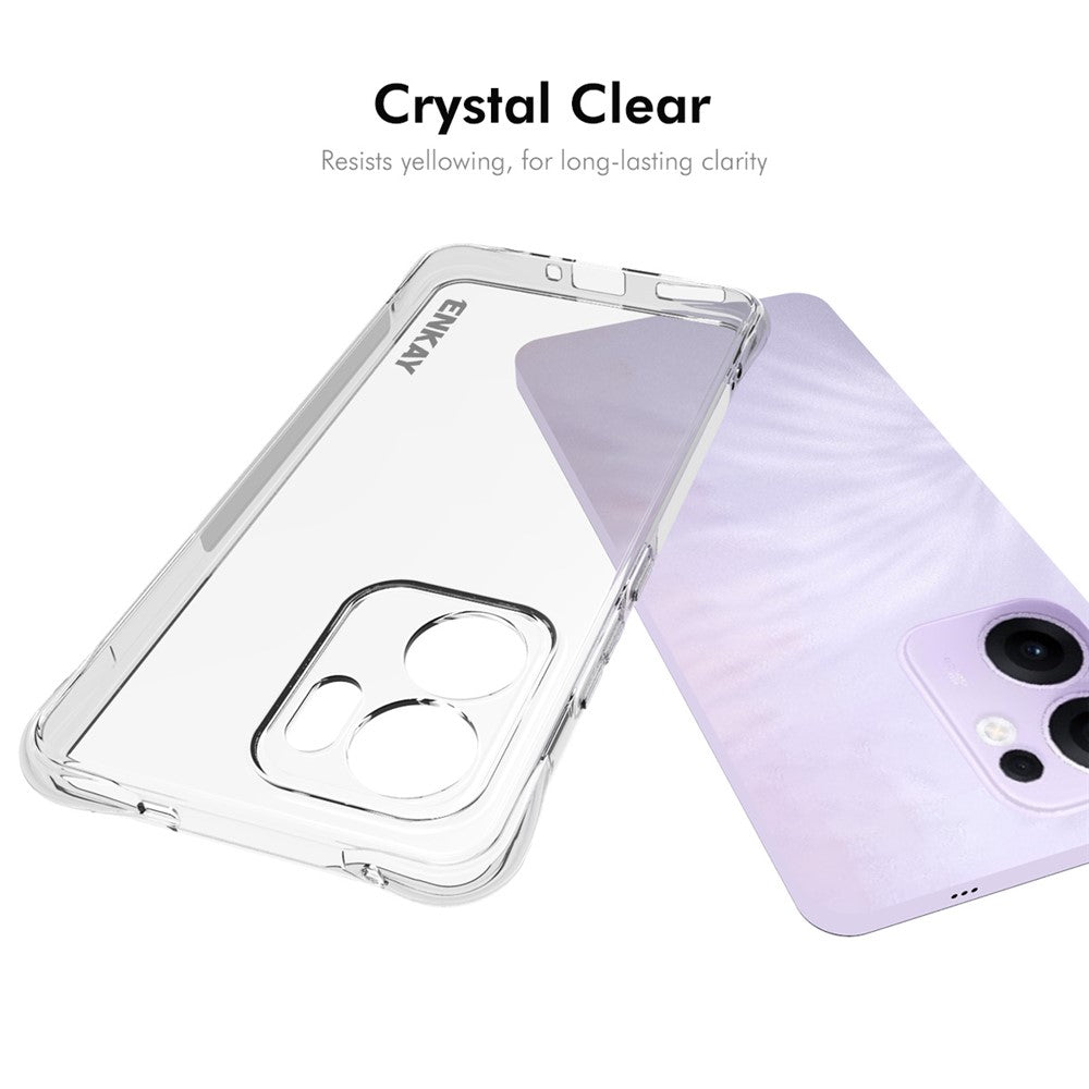 For Oppo Reno13 F 5G Clear Phone Case ENKAY HAT PRINCE Shockproof Anti-Slip TPU Cover - Transparent