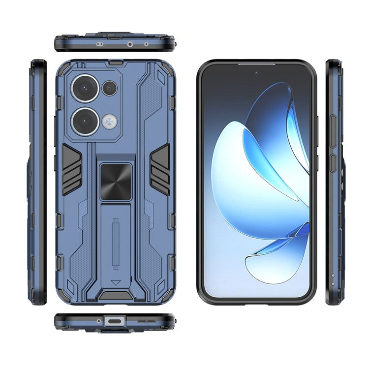 For Oppo Reno13 5G (Global) Case PC + TPU Shockproof Phone Cover with Kickstand - Blue