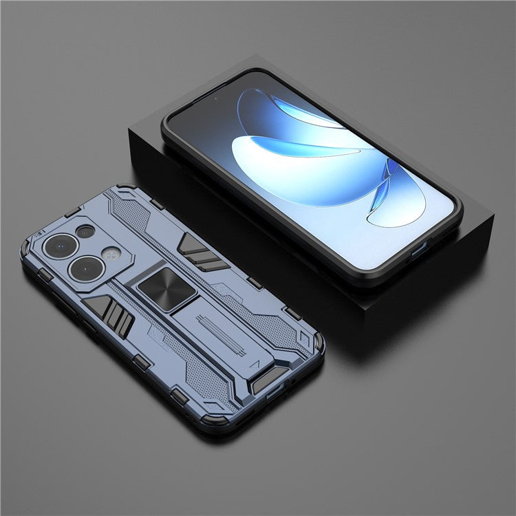 For Oppo Reno13 5G (Global) Case PC + TPU Shockproof Phone Cover with Kickstand - Blue