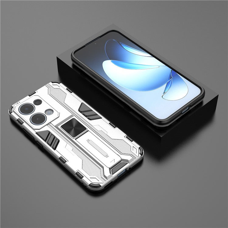 For Oppo Reno13 5G (Global) Case PC + TPU Shockproof Phone Cover with Kickstand - Silver