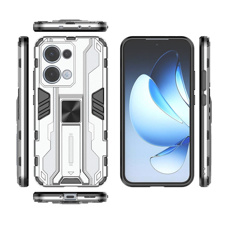 For Oppo Reno13 5G (Global) Case PC + TPU Shockproof Phone Cover with Kickstand - Silver