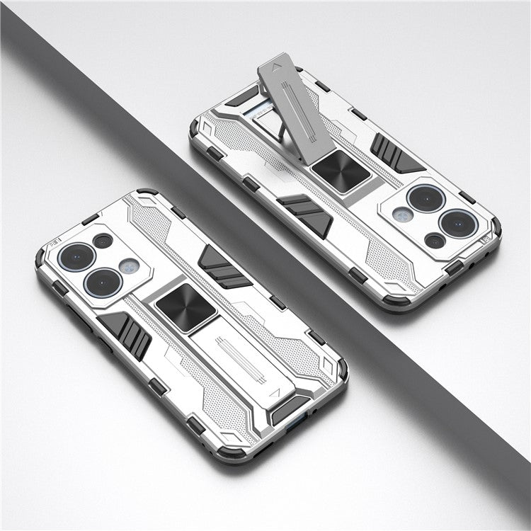 For Oppo Reno13 5G (Global) Case PC + TPU Shockproof Phone Cover with Kickstand - Silver