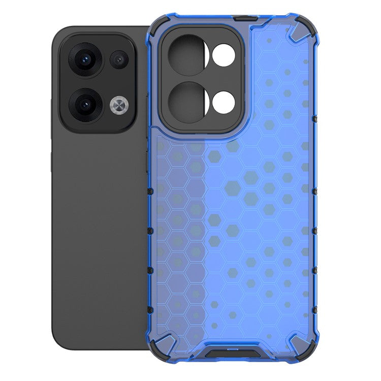 For Oppo Reno13 5G (Global) Case PC + TPU Phone Cover Honeycomb Shape - Blue