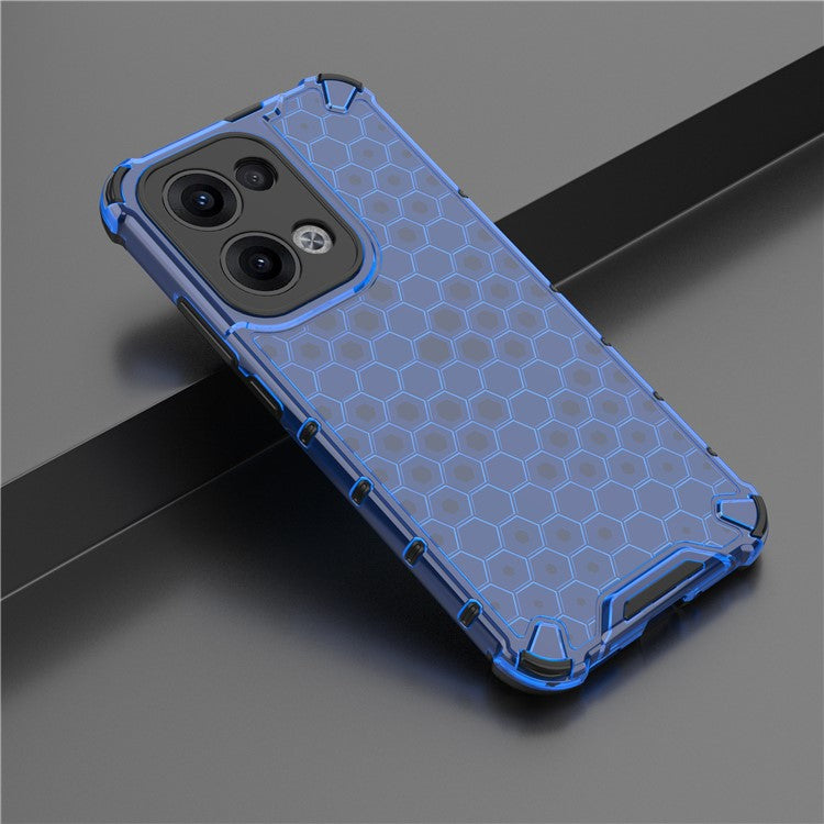 For Oppo Reno13 5G (Global) Case PC + TPU Phone Cover Honeycomb Shape - Blue