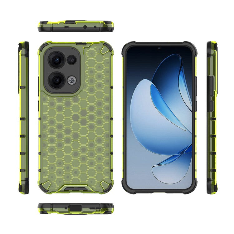 For Oppo Reno13 5G (Global) Case PC + TPU Phone Cover Honeycomb Shape - Green