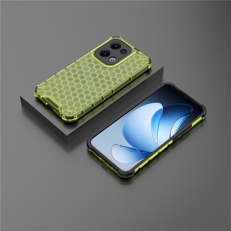 For Oppo Reno13 5G (Global) Case PC + TPU Phone Cover Honeycomb Shape - Green