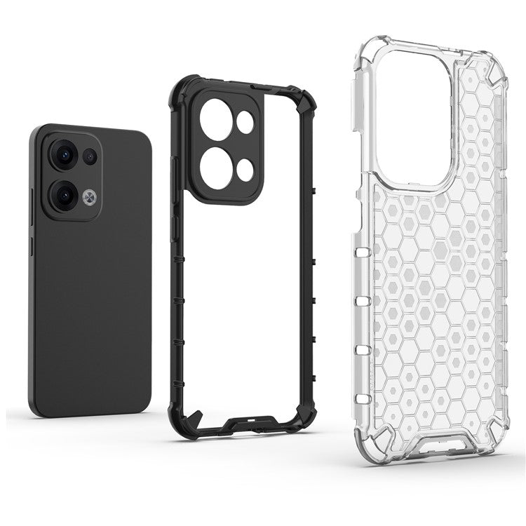 For Oppo Reno13 5G (Global) Case PC + TPU Phone Cover Honeycomb Shape - Grey