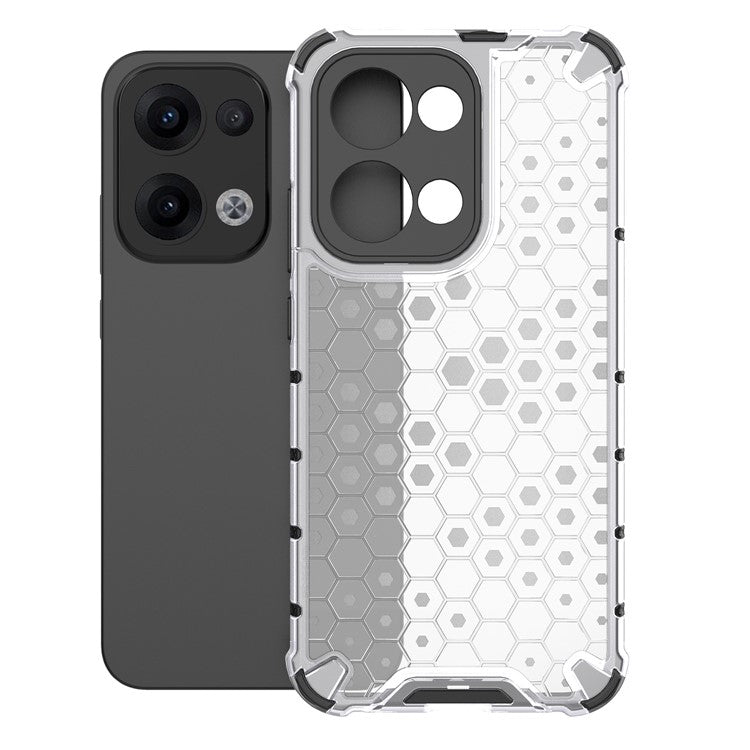 For Oppo Reno13 5G (Global) Case PC + TPU Phone Cover Honeycomb Shape - Grey