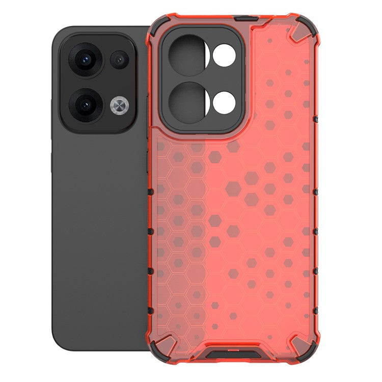 For Oppo Reno13 5G (Global) Case PC + TPU Phone Cover Honeycomb Shape - Red
