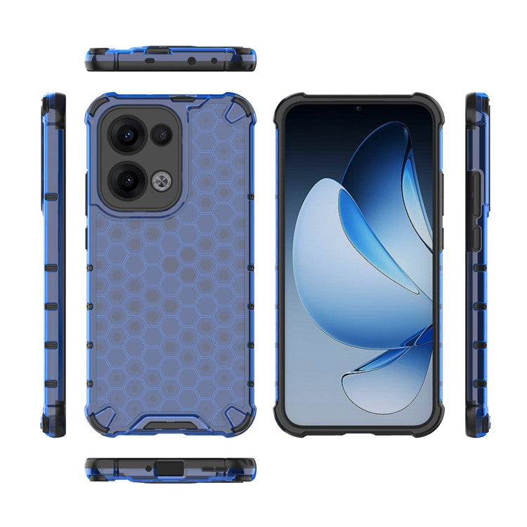 For Oppo Reno13 Pro 5G Case PC + TPU Phone Cover Honeycomb Shape - Blue