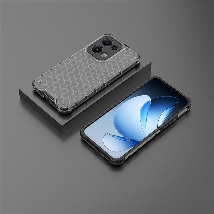 For Oppo Reno13 Pro 5G Case PC + TPU Phone Cover Honeycomb Shape - Black