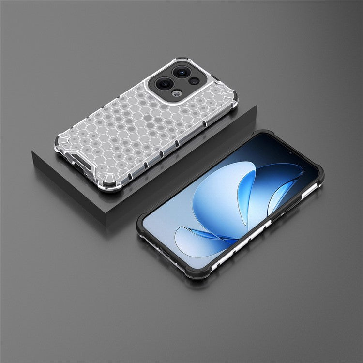For Oppo Reno13 Pro 5G Case PC + TPU Phone Cover Honeycomb Shape - Grey