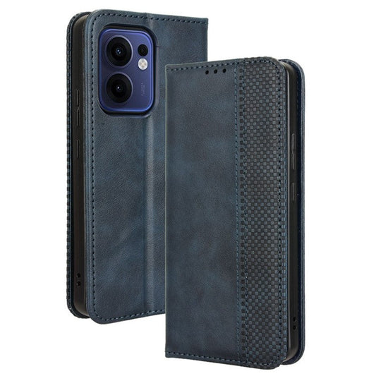 For Oppo Reno13 F 5G  /  Reno13 F 4G Leather Case Wallet Stand Retro Texture Phone Cover - Blue