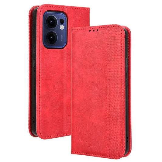 For Oppo Reno13 F 5G  /  Reno13 F 4G Leather Case Wallet Stand Retro Texture Phone Cover - Red