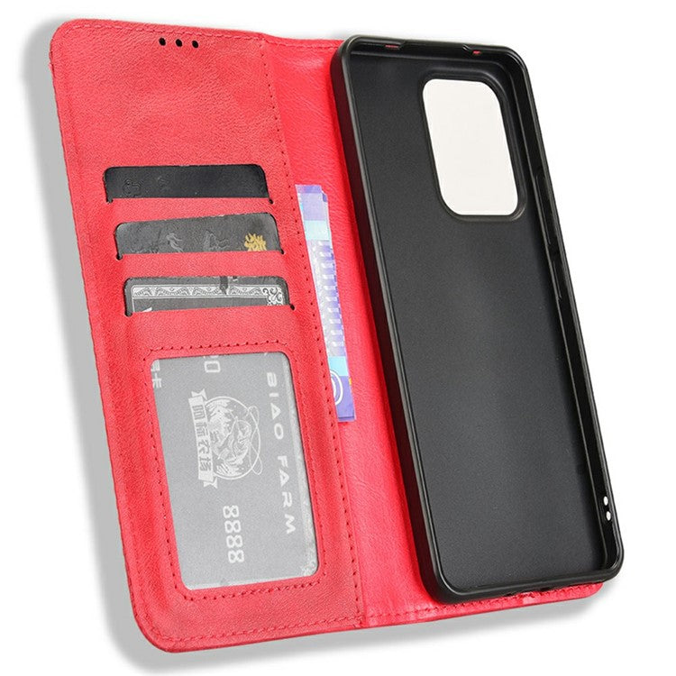 For Oppo Reno13 F 5G  /  Reno13 F 4G Leather Case Wallet Stand Retro Texture Phone Cover - Red