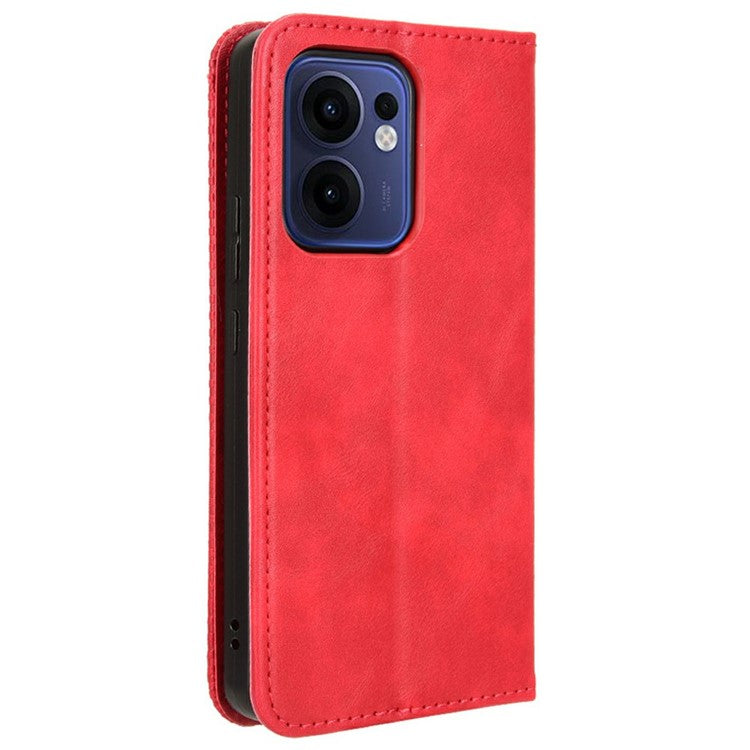For Oppo Reno13 F 5G  /  Reno13 F 4G Leather Case Wallet Stand Retro Texture Phone Cover - Red