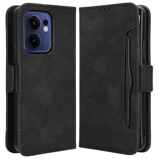 For Oppo Reno13 F 5G  /  Reno13 F 4G Leather Case Phone Wallet Cover with Multiple Card Slots - Black