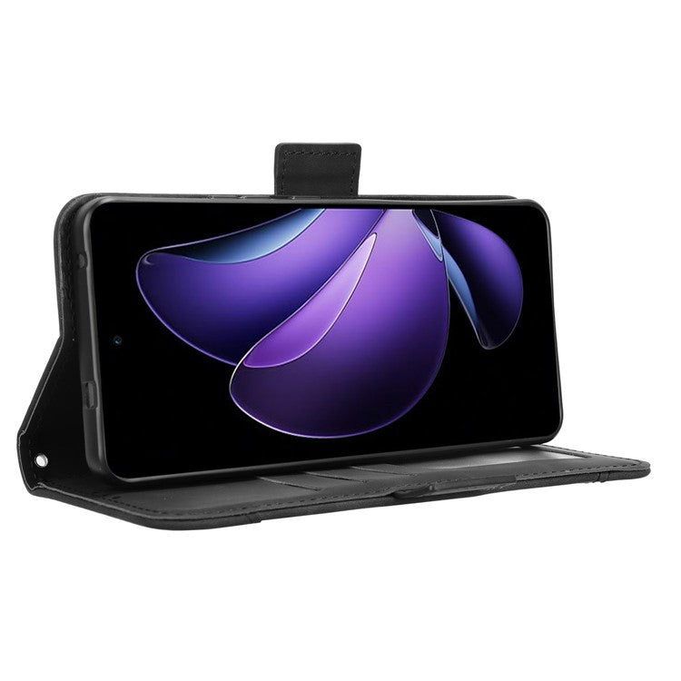 For Oppo Reno13 F 5G  /  Reno13 F 4G Leather Case Phone Wallet Cover with Multiple Card Slots - Black