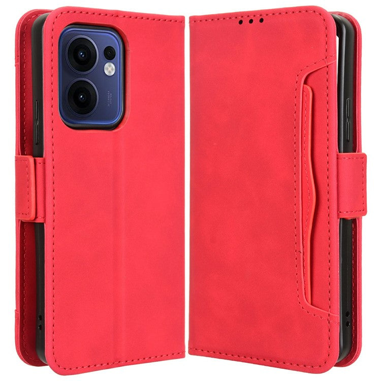 For Oppo Reno13 F 5G  /  Reno13 F 4G Leather Case Phone Wallet Cover with Multiple Card Slots - Red