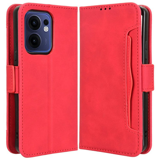 For Oppo Reno13 F 5G  /  Reno13 F 4G Leather Case Phone Wallet Cover with Multiple Card Slots - Red