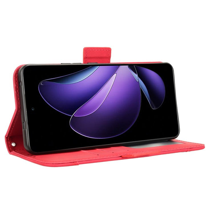 For Oppo Reno13 F 5G  /  Reno13 F 4G Leather Case Phone Wallet Cover with Multiple Card Slots - Red