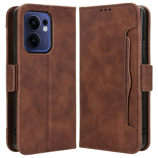 For Oppo Reno13 F 5G  /  Reno13 F 4G Leather Case Phone Wallet Cover with Multiple Card Slots - Brown