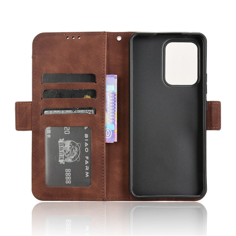For Oppo Reno13 F 5G  /  Reno13 F 4G Leather Case Phone Wallet Cover with Multiple Card Slots - Brown
