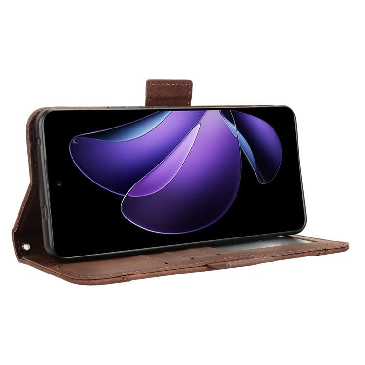 For Oppo Reno13 F 5G  /  Reno13 F 4G Leather Case Phone Wallet Cover with Multiple Card Slots - Brown