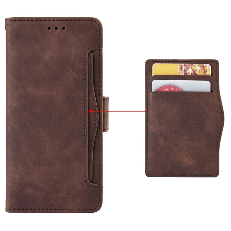 For Oppo Reno13 F 5G  /  Reno13 F 4G Leather Case Phone Wallet Cover with Multiple Card Slots - Brown