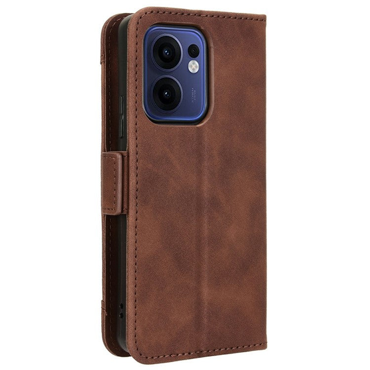 For Oppo Reno13 F 5G  /  Reno13 F 4G Leather Case Phone Wallet Cover with Multiple Card Slots - Brown