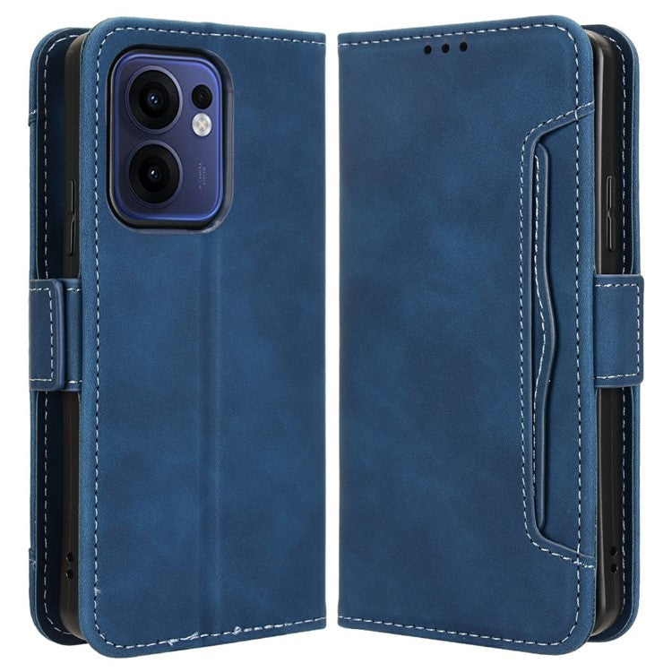 For Oppo Reno13 F 5G  /  Reno13 F 4G Leather Case Phone Wallet Cover with Multiple Card Slots - Blue
