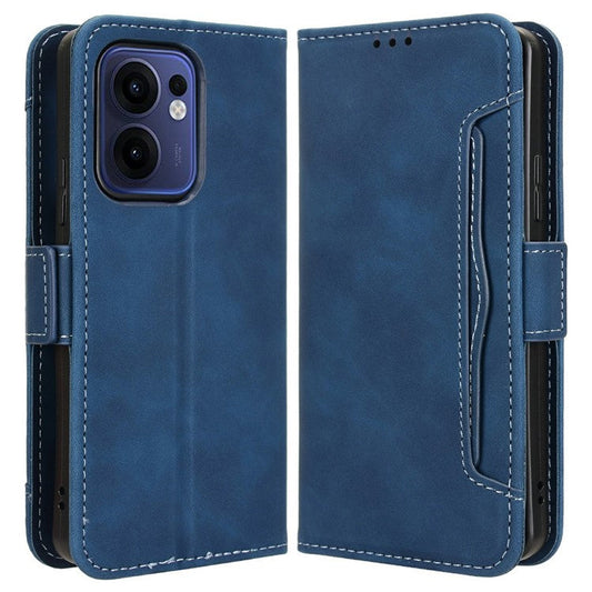 For Oppo Reno13 F 5G  /  Reno13 F 4G Leather Case Phone Wallet Cover with Multiple Card Slots - Blue